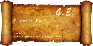 Gyeszli Emil névjegykártya